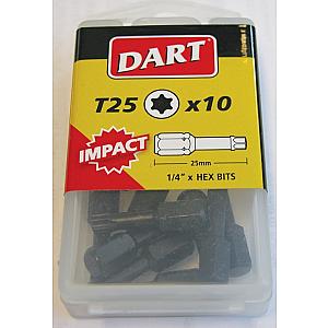 Dart T27 x 25mm Impact Driver Bits, Box of 10 DDIT27-10