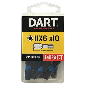 Dart 6 x 25mm Hex Impact Driver Bit (Pack of 10) DDIHX6-10