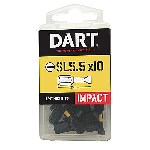 Dart 5.5 x 25mm Slot Impact Driver Bit (Pack of 10) DDISL55-10