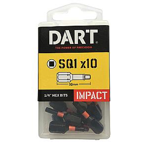 Dart No1 x 50mm Square Hex Impact Driver Bit (Pack of 10) DI50SQ1-10
