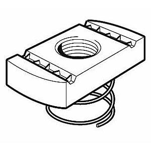 M4 Short Spring Channel Nut, Steel Bright Zinc Plated. Unistrut compatible