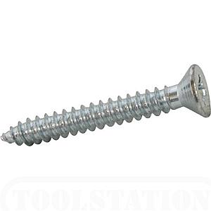 12 x 1 1/4" (5.5 x 32mm) Self Tapping Screw, Countersunk Pozi AB, Steel Bright Zinc Plated