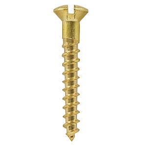 8 x 3/4" Raised Countersunk Head Slot Brass Wood Screw