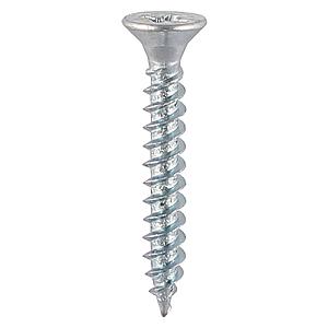 8 x 3/4" (4.0 x 20mm) Timco Twin-Thread Countersunk Pozi Woodscrews, Bright Zinc Plated, 00834CWZ