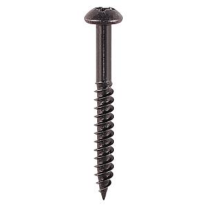 No.10 x 1" (4.8 x 25mm) Timco Blackjax Woodscrew, Twin-thread Round Head Pozi No.2, Black Passivated (Boxed in 200's, Outer box of 1000) 00101BJC