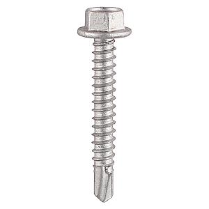 Timco 5.5 x 38mm (5/16" Hexagon Head) Self Drill Screws, Metal To Metal, Ruspert Silver Plated For Steel 1.2-5.0mm Thickness L38