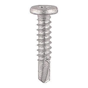 4.2 x 25 (No.8x1") Wafer Head No.2 Phillips Steel Self Drill Screws, Bright Zinc Plated