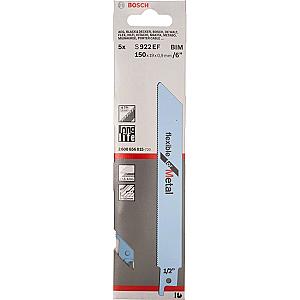Bosch S922BF 150mm Sabre Saw Blade Flexiable for metal 10-100mm (Pack Of 5) P/No. 2 608 656 014