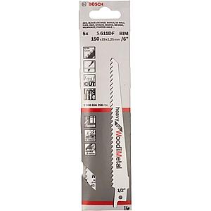 Bosch S610VF 150mm Sabre Saw Blade heavy for wood & metal (Pack of 5) P/No. 2 608 657 608 