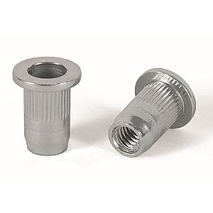 M4 Rivet Nut, Flanged Grooved, Steel, Grip range 2.50 - 4.5mm, Hole Size 6.1mm Bralo 037111 4006