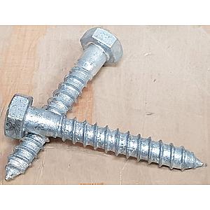 M10 x 90 Mild Steel Hexagon Head Coach Screw Galvanised, DIN 571