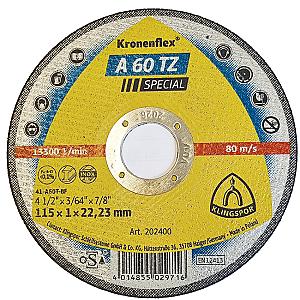 Klingspor Kronenflex 115mm x 22mm x 1.0mm Metal Cutting Disc Premium Quality. Art.202400