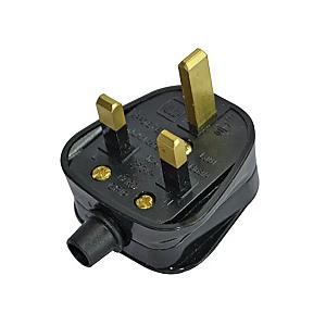 240 Volt 13 Amp 3 Pin Black Fused Heavy Duty Plug