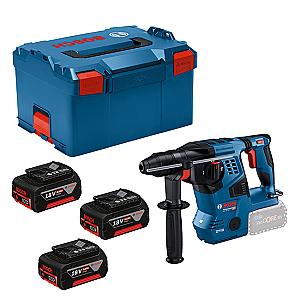 Bosch GBH 18V-28 Brushless SDS-Plus Hammer Drill with 3 x 4.0ah batteries in L-Boxx