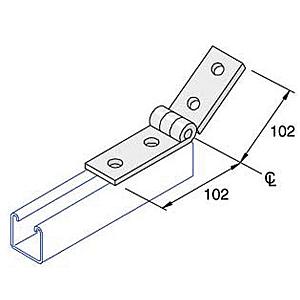 P1354 Adjustable Hinge Fitting 102mm x 102mm x 40mm, Unistrut compatible, Zinc Plated