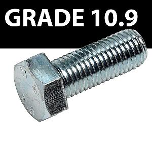 Hexagon Head High Tensile Set Screws, Grade 10.9, Self Colour & Bright Zinc Plated DIN 933