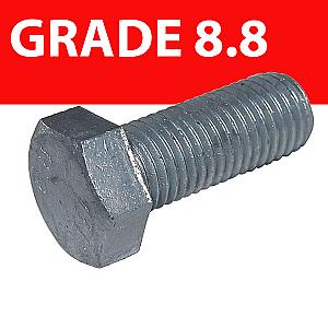 Galvanised Hexagon Head High Tensile Set Screws, Grade 8.8. DIN 933