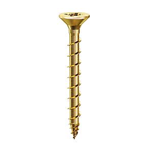 Hinge-Tite 4.5 x 40mm Countersunk Pozi PZ2 Woodscrew, Net Coat Brass. TFHTB4540