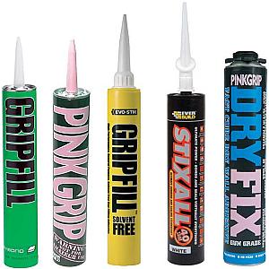 Everbuild Silicone, Sealant & Adhesives: Gripfill, Pinkgrip, Fixall etc